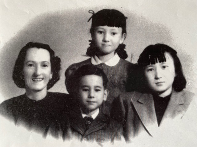 Grace Liu and her three children, 1946 or 47